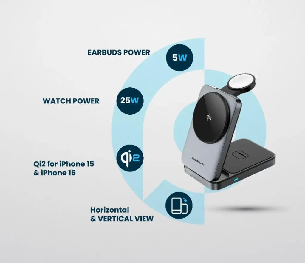 Powerology Qi2 Fast Charging Multi-Device Hub - Black